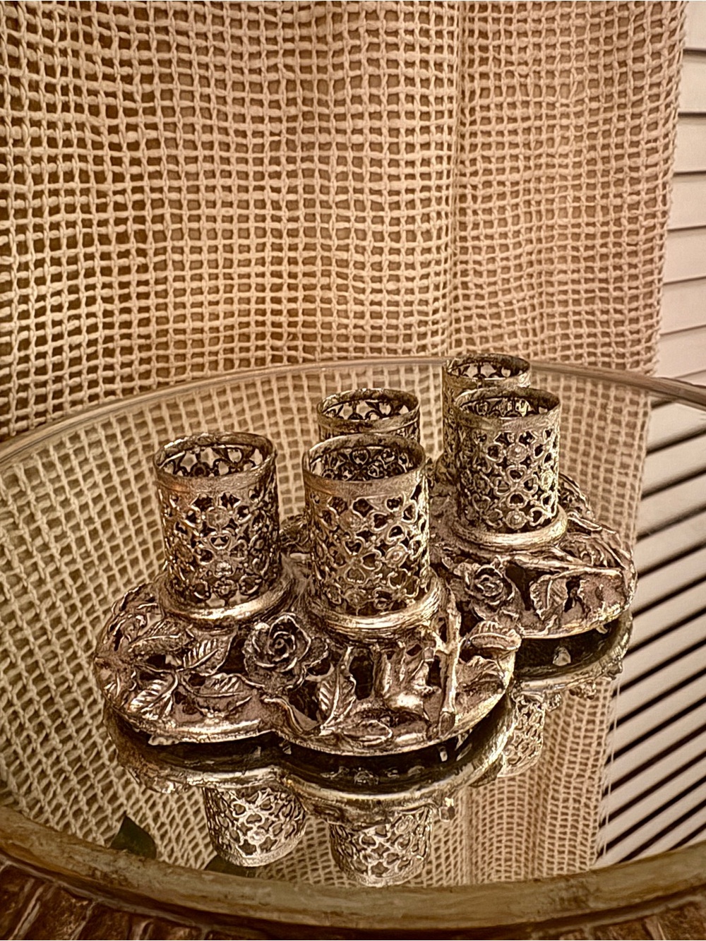 Vintage Ornate Floral Silver Toned Lipstick Holder
